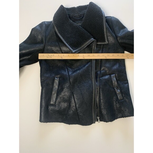 Ann Taylor Shiny Black Bomber Jacket Zip Up Womens Size Small - Picture 9 of 11